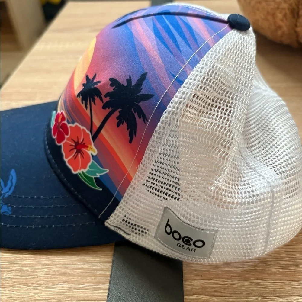 Boco Gear Runners Hat Blue/Orange With Sunset Island new
